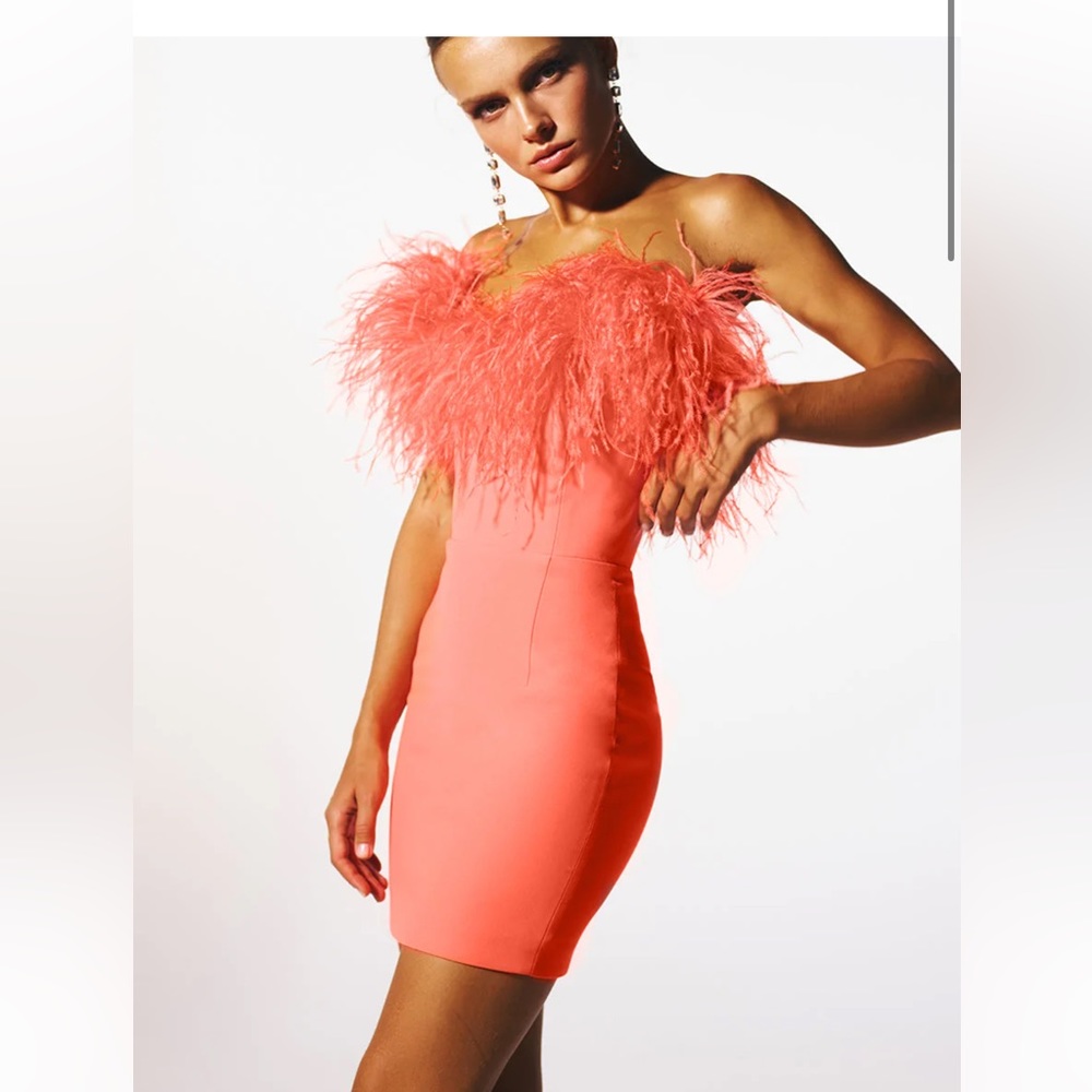 New arrivals Look #60 Cynthia in Sugar
Coral FEATHER DRESS